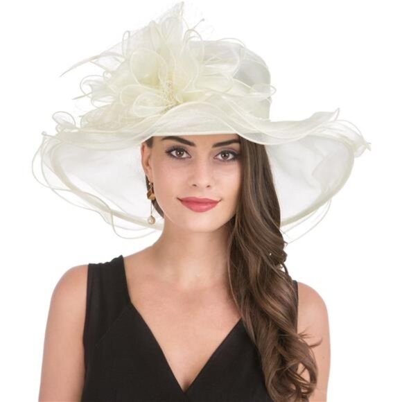 Women's Organza Church Kentucky Derby Hat Cream